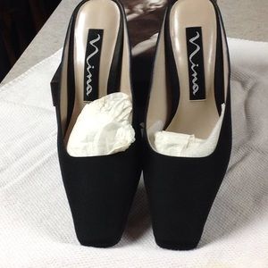 Nina black composition leather. Sling back